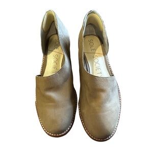 Sole Society Taupe Leather Slip-On Flats